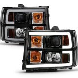 ANZO 2007-2013 GMC Sierra 1500 Projector Headlight Plank Style Black w/ Clear Lens Amber thumbnail 3