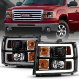 ANZO 2007-2013 GMC Sierra 1500 Projector Headlight Plank Style Black w/ Clear Lens Amber thumbnail 8