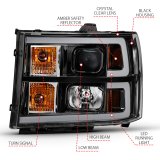 ANZO 2007-2013 GMC Sierra 1500 Projector Headlight Plank Style Black w/ Clear Lens Amber thumbnail 9