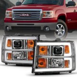 ANZO 2007-2013 GMC Sierra 1500 Projector Headlight Plank Style Chrome w/ Clear Lens Amber thumbnail 1