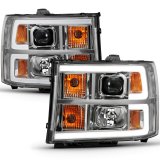 ANZO 2007-2013 GMC Sierra 1500 Projector Headlight Plank Style Chrome w/ Clear Lens Amber thumbnail 2