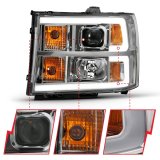 ANZO 2007-2013 GMC Sierra 1500 Projector Headlight Plank Style Chrome w/ Clear Lens Amber thumbnail 3