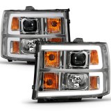 ANZO 2007-2013 GMC Sierra 1500 Projector Headlight Plank Style Chrome w/ Clear Lens Amber thumbnail 9