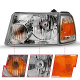 ANZO 2001-2011 Ford Ranger Crystal Headlight Chrome w/Corner Lights (OE Replacement) thumbnail 2