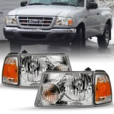 ANZO 2001-2011 Ford Ranger Crystal Headlight Chrome w/Corner Lights (OE Replacement) thumbnail 6