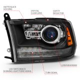ANZO 2009-2018 Dodge Ram 1500 Projector Headlights Plank Style Halo w/Switchback Matte Black thumbnail 5