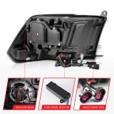 ANZO 2009-2018 Dodge Ram 1500 Projector Headlights Plank Style Halo w/Switchback Matte Black thumbnail 8