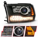 ANZO 2009-2018 Dodge Ram 1500 Projector Headlights Plank Style Halo w/Switchback Matte Black thumbnail 9