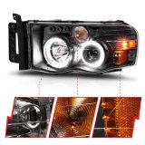 ANZO 2002-2005 Dodge Ram 1500 Projector Headlights w/ Halo Black Clear Amber thumbnail 2