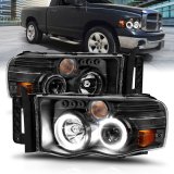ANZO 2002-2005 Dodge Ram 1500 Projector Headlights w/ Halo Black Clear Amber thumbnail 8