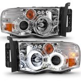 ANZO 2002-2005 Dodge Ram 1500 Projector Headlights w/ Halo Chrome Clear Amber thumbnail 2