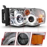 ANZO 2002-2005 Dodge Ram 1500 Projector Headlights w/ Halo Chrome Clear Amber thumbnail 3