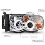 ANZO 2002-2005 Dodge Ram 1500 Projector Headlights w/ Halo Chrome Clear Amber thumbnail 4