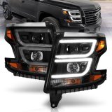 ANZO 2015-2020 Chevy Tahoe Projector Headlights Plank Style Black w/DRL thumbnail 1