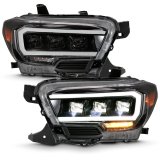 ANZO 2016-2018 Toyota Tacoma LED Projector Headlights Plank Style Black w/ Amber thumbnail 2