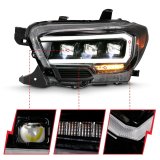 ANZO 2016-2018 Toyota Tacoma LED Projector Headlights Plank Style Black w/ Amber thumbnail 3