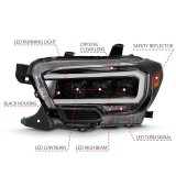 ANZO 2016-2018 Toyota Tacoma LED Projector Headlights Plank Style Black w/ Amber thumbnail 4