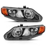 ANZO 2006-2011 Honda Civic 4 Door Crystal Headlight Black Amber (OE Replacement) thumbnail 1