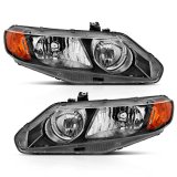 ANZO 2006-2011 Honda Civic 4 Door Crystal Headlight Black Amber (OE Replacement) thumbnail 4