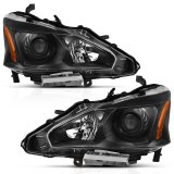 ANZO 2013-2015 Nissan Altima Projector Headlight Black Amber thumbnail 4
