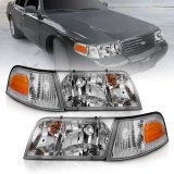 ANZO 1998-2005 Ford Crown Victoria Crystal Headlight Chrome With Bumper Light (OE) thumbnail 6
