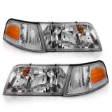 ANZO 1998-2005 Ford Crown Victoria Crystal Headlight Chrome With Bumper Light (OE) thumbnail 7