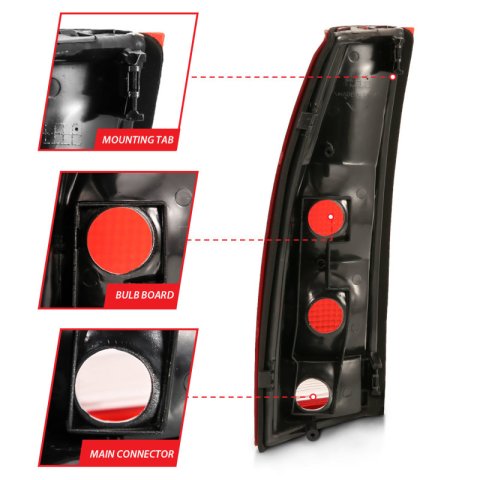 ANZO 1988-1999 Chevy C1500 Taillight Red/Clear Lens (OE Replacement) thumbnail 9