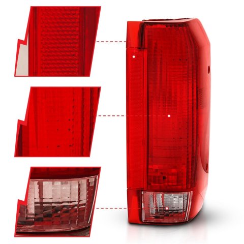 ANZO 1992-1996 Ford Bronco Taillight Red/Clear Lens (OE Replacement) thumbnail 1