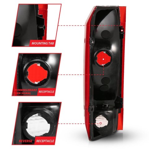 ANZO 1992-1996 Ford Bronco Taillight Red/Clear Lens (OE Replacement) thumbnail 3