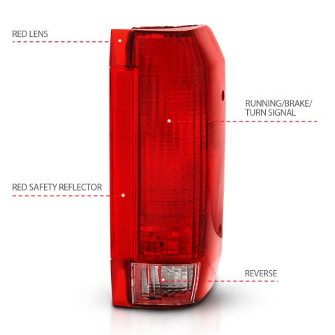 ANZO 1992-1996 Ford Bronco Taillight Red/Clear Lens (OE Replacement) thumbnail 9