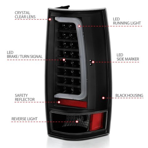 ANZO 2007-2014 Chevy Tahoe LED Taillight Plank Style Black w/Clear Lens thumbnail 6