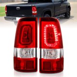 ANZO 2003-2006 Chevy Silverado 1500 LED Taillights Plank Style Chrome With Red/Clear Lens thumbnail 1