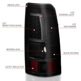 ANZO 1999-2002 Chevy Silverado 1500 LED Taillights Plank Style Black w/Smoke Lens thumbnail 6