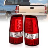 ANZO 1999-2002 Chevy Silverado 1500 LED Taillights Plank Style Chrome With Red/Clear Lens thumbnail 1