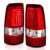 ANZO 1999-2002 Chevy Silverado 1500 LED Taillights Plank Style Chrome With Red/Clear Lens thumbnail 2