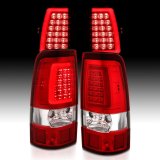 ANZO 1999-2002 Chevy Silverado 1500 LED Taillights Plank Style Chrome With Red/Clear Lens thumbnail 3