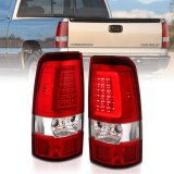 ANZO 2003-2006 Chevy Silverado 1500 LED Taillights Plank Style Chrome With Red/Clear Lens thumbnail 1