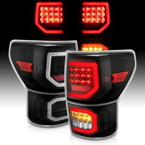 ANZO 2007-2013 Toyota Tundra LED Taillights Plank Style Black w/Clear Lens thumbnail 1