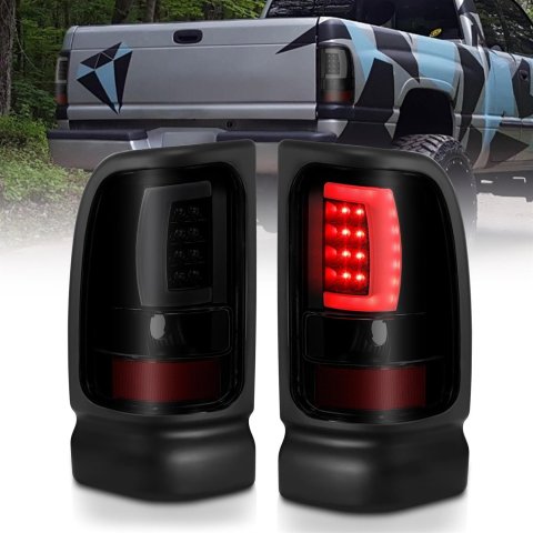 ANZO 1994-2001 Dodge Ram 1500 LED Taillights Plank Style Black w/Smoke Lens thumbnail 1