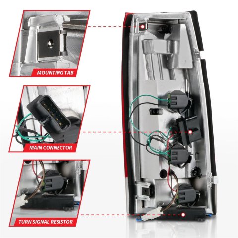 ANZO 1999-2000 Cadillac Escalade LED Taillights Chrome Housing Red/Clear Lens Pair thumbnail 2