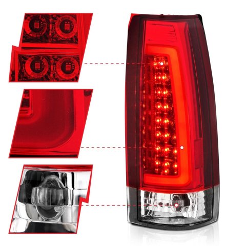 ANZO 1999-2000 Cadillac Escalade LED Taillights Chrome Housing Red/Clear Lens Pair thumbnail 4