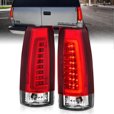 ANZO 1999-2000 Cadillac Escalade LED Taillights Chrome Housing Red/Clear Lens Pair thumbnail 7