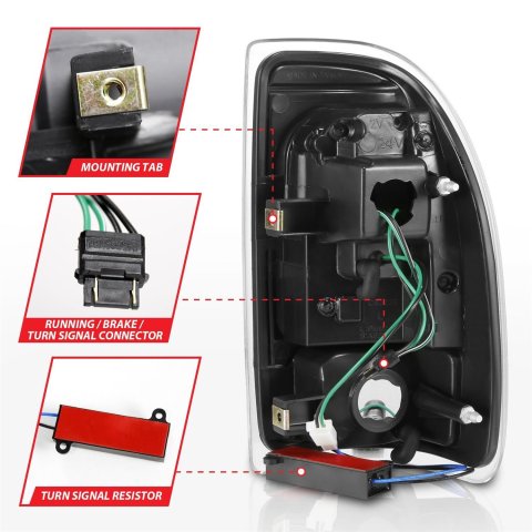 ANZO 1997-2004 Dodge Dakota LED Taillights Black Housing Clear Lens Pair thumbnail 3