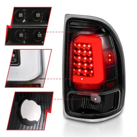 ANZO 1997-2004 Dodge Dakota LED Taillights Black Housing Clear Lens Pair thumbnail 4