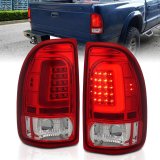 ANZO 1997-2004 Dodge Dakota LED Taillights Chrome Housing Red Lens Pair thumbnail 1
