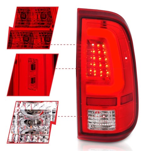 ANZO 2008-2016 Ford F-250 LED Taillights Chrome Housing Red/Clear Lens (Pair) thumbnail 3