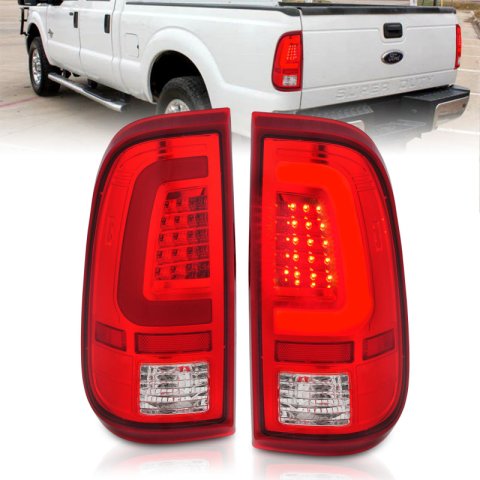 ANZO 2008-2016 Ford F-250 LED Taillights Chrome Housing Red/Clear Lens (Pair) thumbnail 7