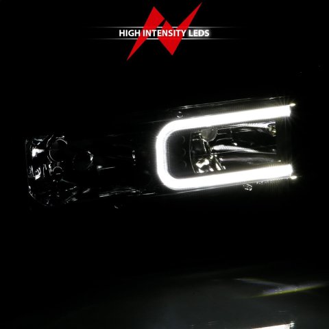 ANZO 1999-2000 Cadillac Escalade Crystal Headlights Light Bar Black Housing (Pair) thumbnail 6