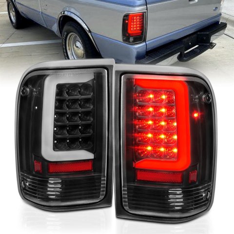 ANZO 1993-1997 Ford Ranger LED Tail Lights w/ Light Bar Black Housing Clear Lens thumbnail 1