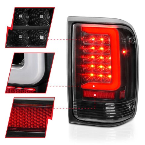 ANZO 1993-1997 Ford Ranger LED Tail Lights w/ Light Bar Black Housing Clear Lens thumbnail 3